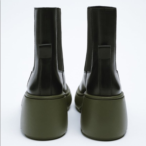 Zara Lug Sole Heeled Leather Ankle Boots - Picture 5 of 6